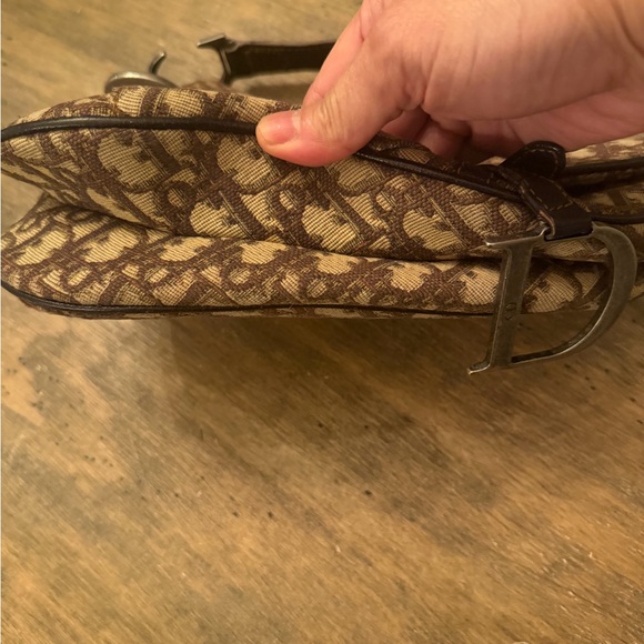 2000 Vintage Christian Dior Oblique Saddle Bag in brown canvas with leather trim - Picture 11 of 16